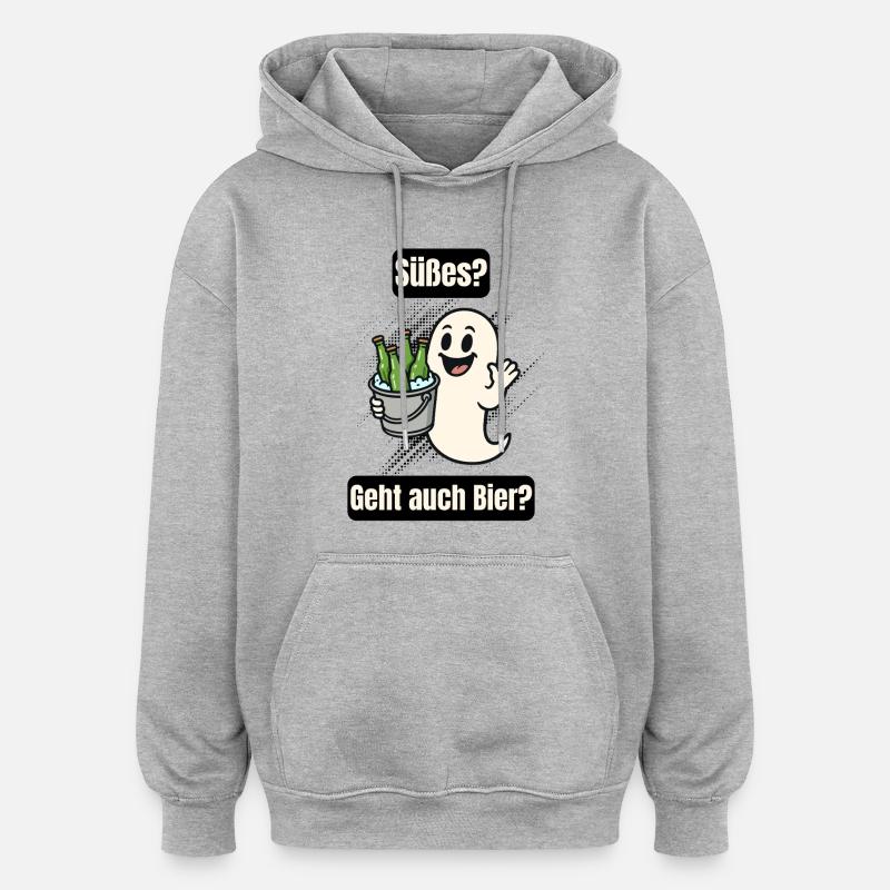 Süßer Geist mit Bier - Sweat à capuche oversize unisexe - gris chiné