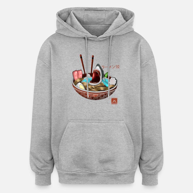 Ramen Bowl Shark Tee - Sweat à capuche oversize unisexe - gris chiné