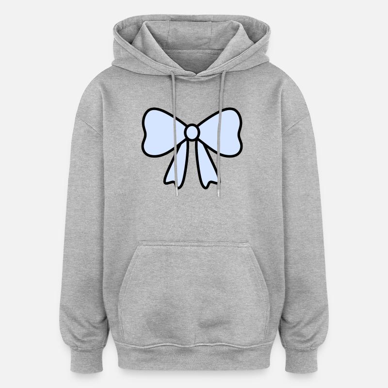Delicate Light Blue Bow Design - Oversized Unisex Hoodie - heather grey
