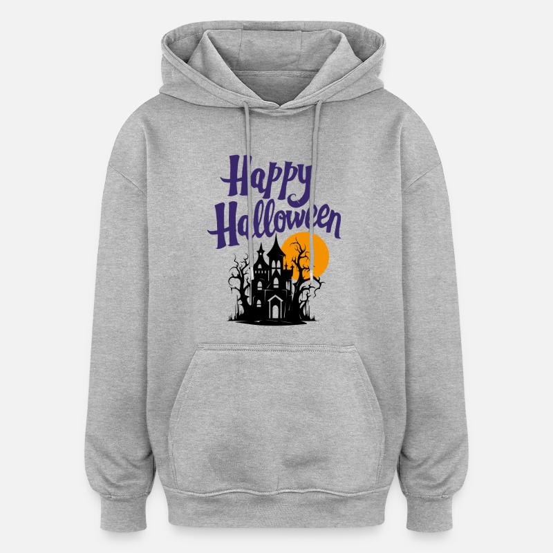 Joyeux halloween - Sweat à capuche oversize unisexe - gris chiné