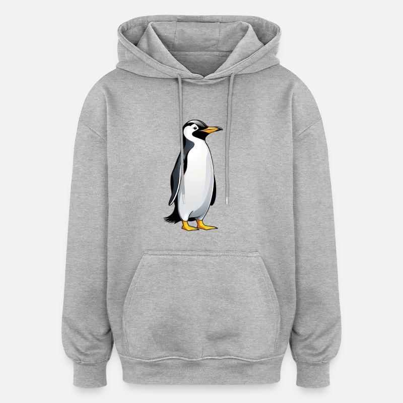 Illustration eines Pinguins mit freundlichem Blick - Oversized Unisex Hoodie - Grau meliert