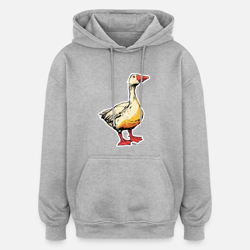 Bande dessinée Oie avec bec - Sweat à capuche oversize unisexe - gris chiné