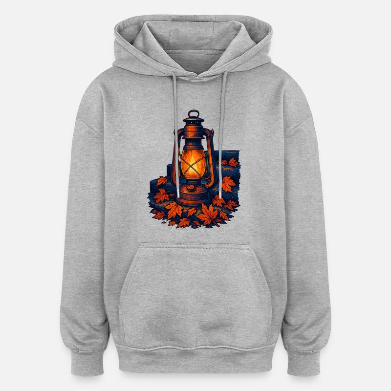 Dark Academia Automne Vibes Lanterne Autumnal - Sweat à capuche oversize unisexe - gris chiné
