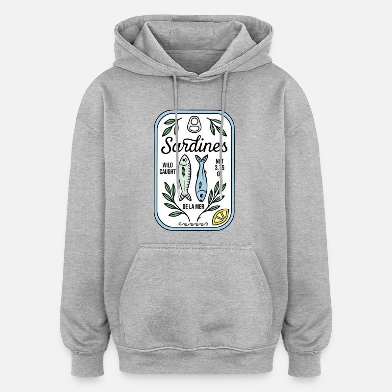 Sardines - Sweat à capuche oversize unisexe - gris chiné