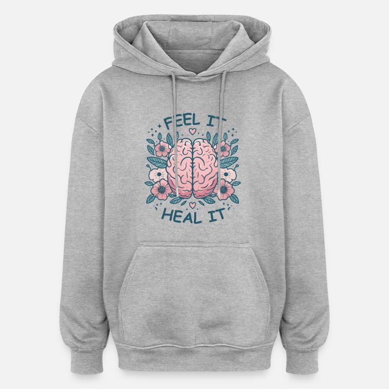 Mindset Motivation Heilung Achtsamkeit Entspannung - Sweat à capuche oversize unisexe - gris chiné