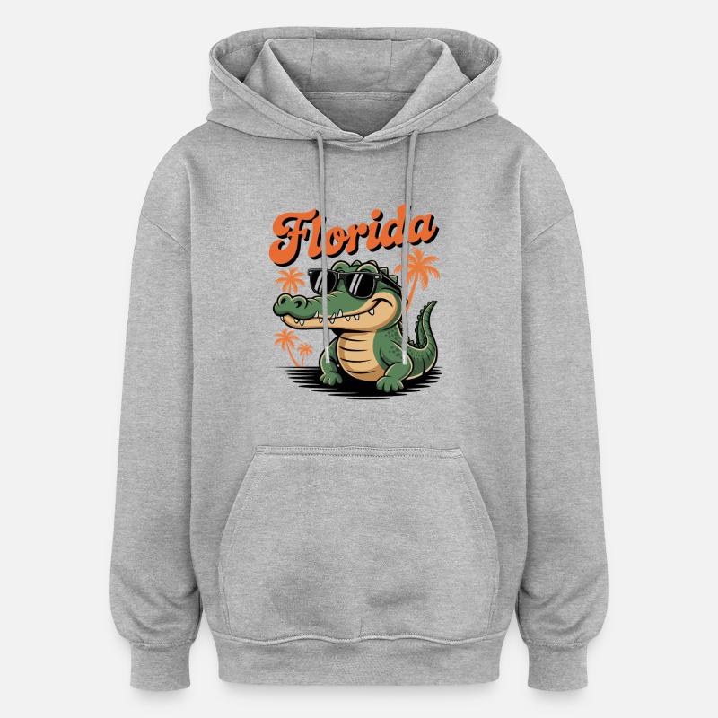 Alligator de Floride - Sweat à capuche oversize unisexe - gris chiné