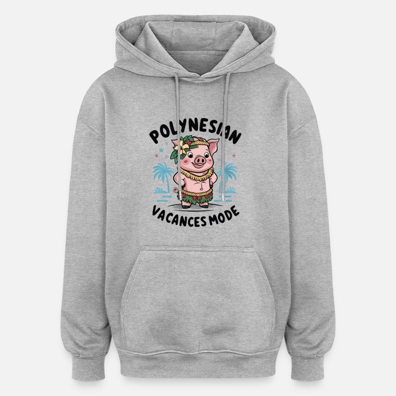 Polynesian Vibes Ambiance Îles Tropicales Soleil - Sweat à capuche oversize unisexe - gris chiné