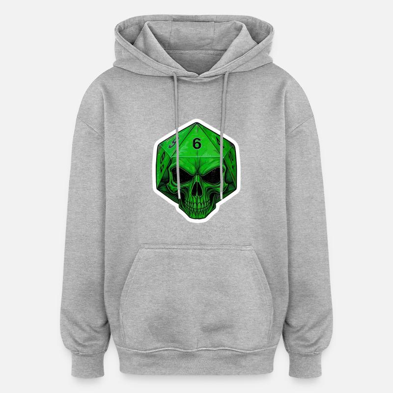 Cube Mystique D20 avec Crâne – Fantasy - Sweat à capuche oversize unisexe - gris chiné