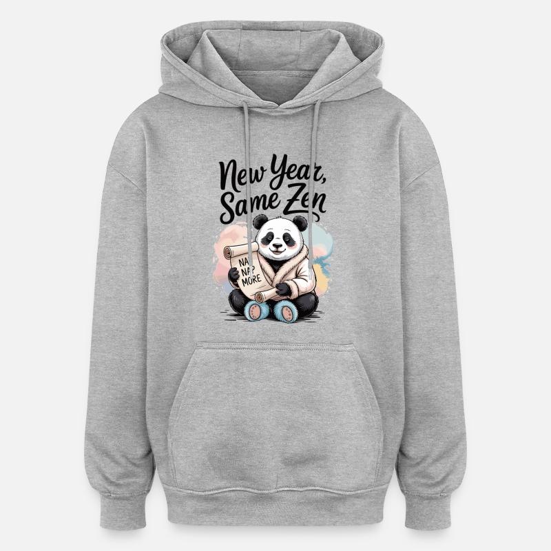 T-shirt panda – Nouvel An, même zen - Sweat à capuche oversize unisexe - gris chiné