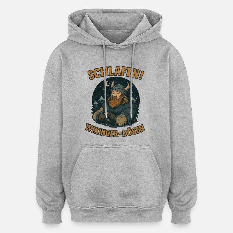 Dormir! Chemise de nuit Viking Dozing - Sweat à capuche oversize unisexe - gris chiné