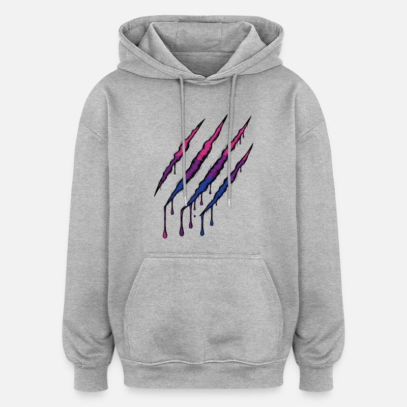 Bi Pride Claw - Drapeau bisexuel Griffe - Sweat à capuche oversize unisexe - gris chiné