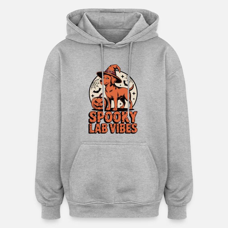 Effrayant Foxred Labrador Halloween - Sweat à capuche oversize unisexe - gris chiné