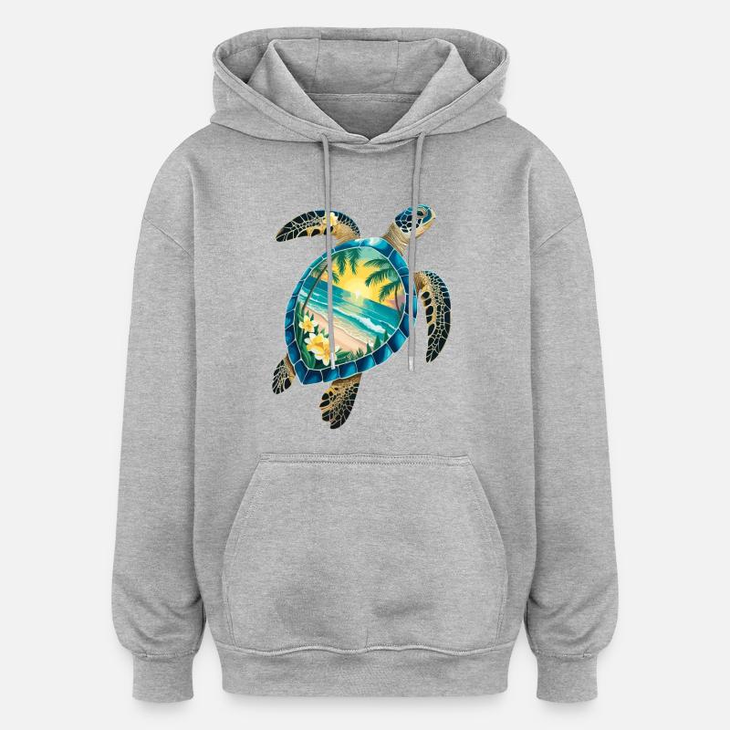Turtle Waves Surf Turtle Surfer Turtles - Oversized Unisex Hoodie - heather grey