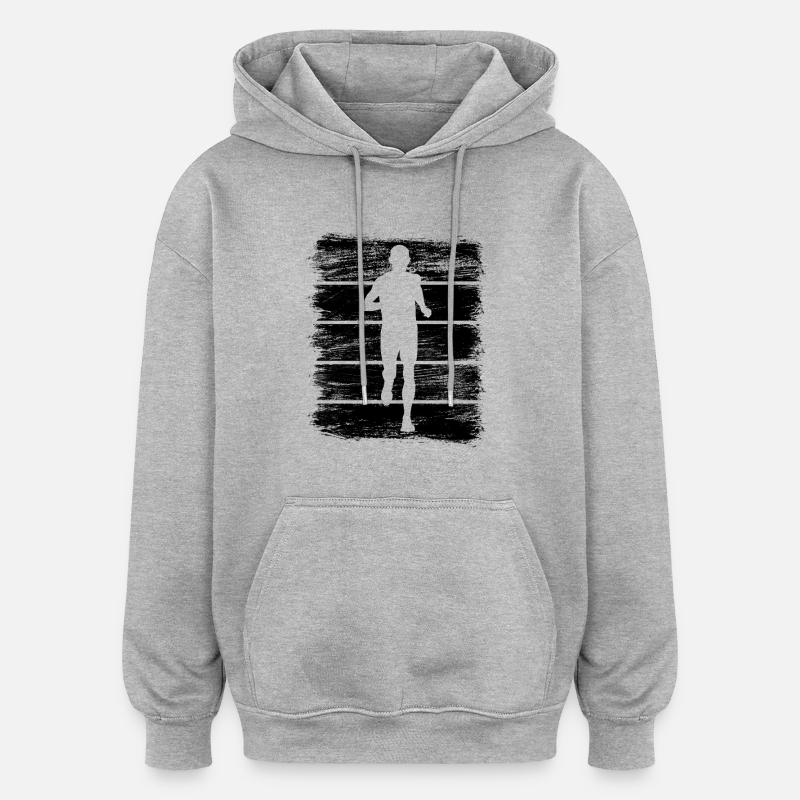 course - Sweat à capuche oversize unisexe - gris chiné