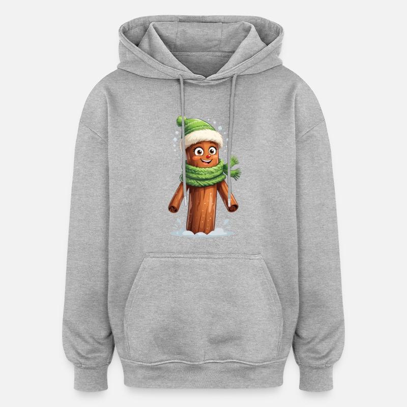 Souche d’arbre d’hiver avec écharpe - Sweat à capuche oversize unisexe - gris chiné