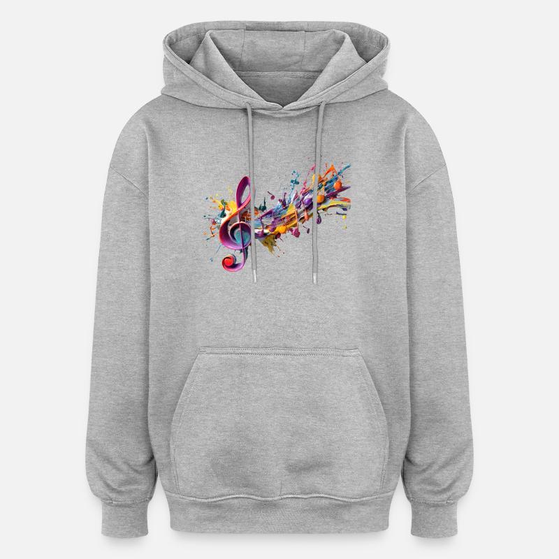 Coloured notes with clef - Oversized Unisex Hoodie - heather grey