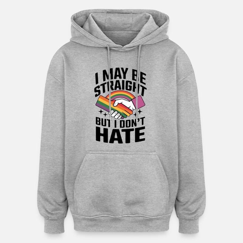Poignée de main arc-en-ciel de l’unité - Sweat à capuche oversize unisexe - gris chiné