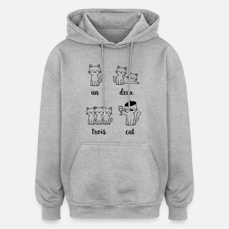 Cat Group Pun Pattern - Oversized Unisex Hoodie - heather grey