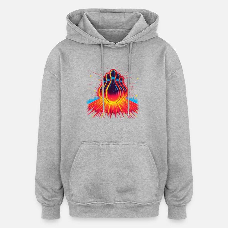 Bowling 90er Look - Oversized Unisex Hoodie - Grau meliert