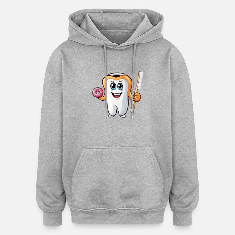 Brosse à dents Donut de Zahnheld - Sweat à capuche oversize unisexe - gris chiné