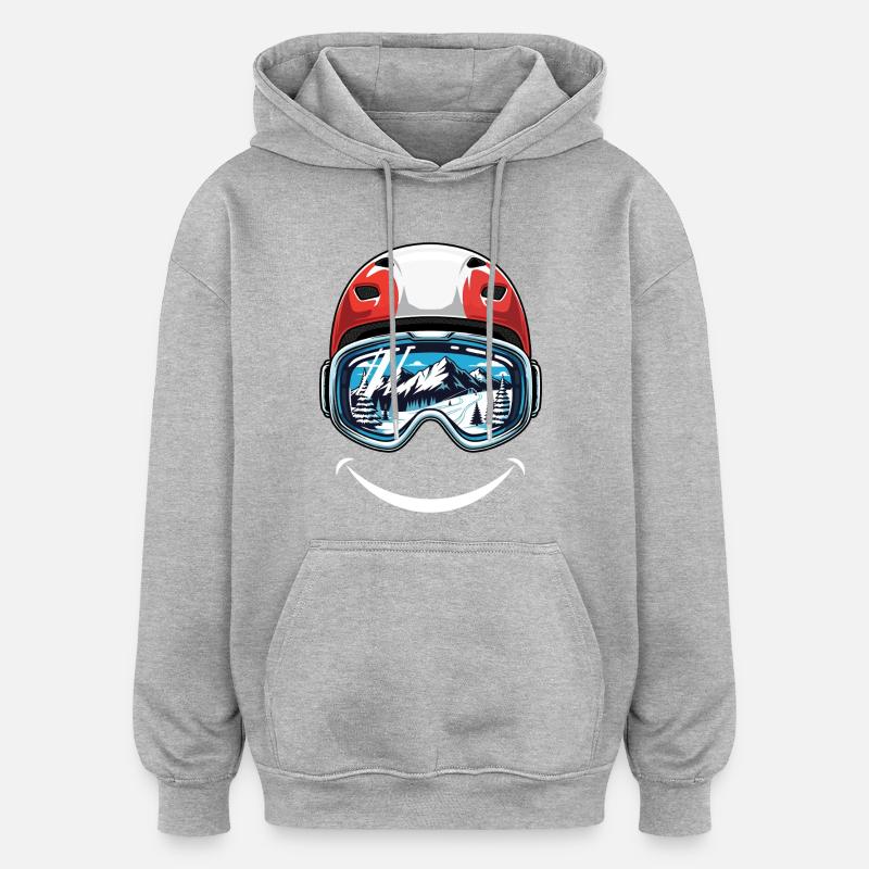 Casque de ski Rouge Blanc Autriche - Sweat à capuche oversize unisexe - gris chiné