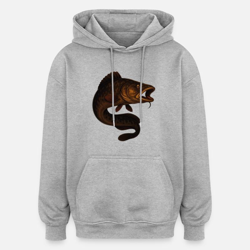 Carpe dynamique dans l’eau - Sweat à capuche oversize unisexe - gris chiné
