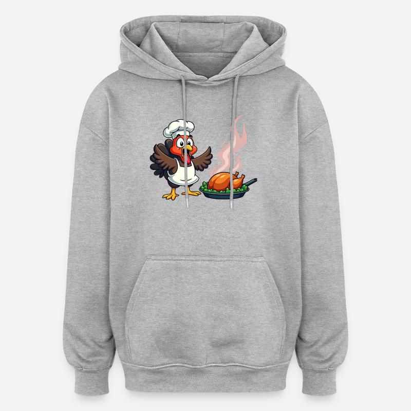 Cuisinier de dinde de Thanksgiving - Sweat à capuche oversize unisexe - gris chiné