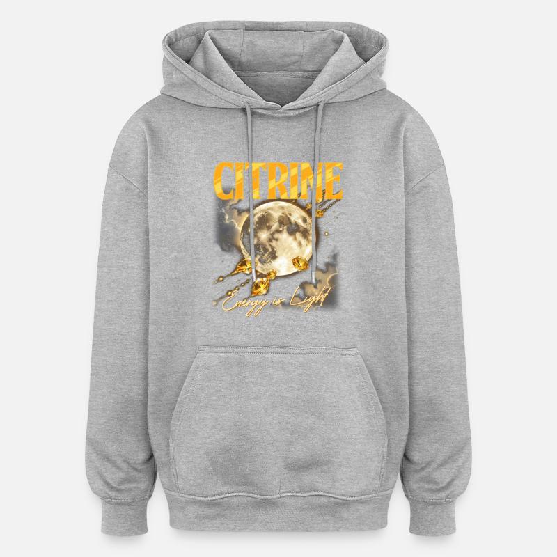 Pierre de naissance Novembre Citrine - Sweat à capuche oversize unisexe - gris chiné