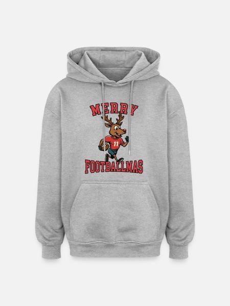 Frohe Footballmas - Oversized Unisex Hoodie - Grau meliert