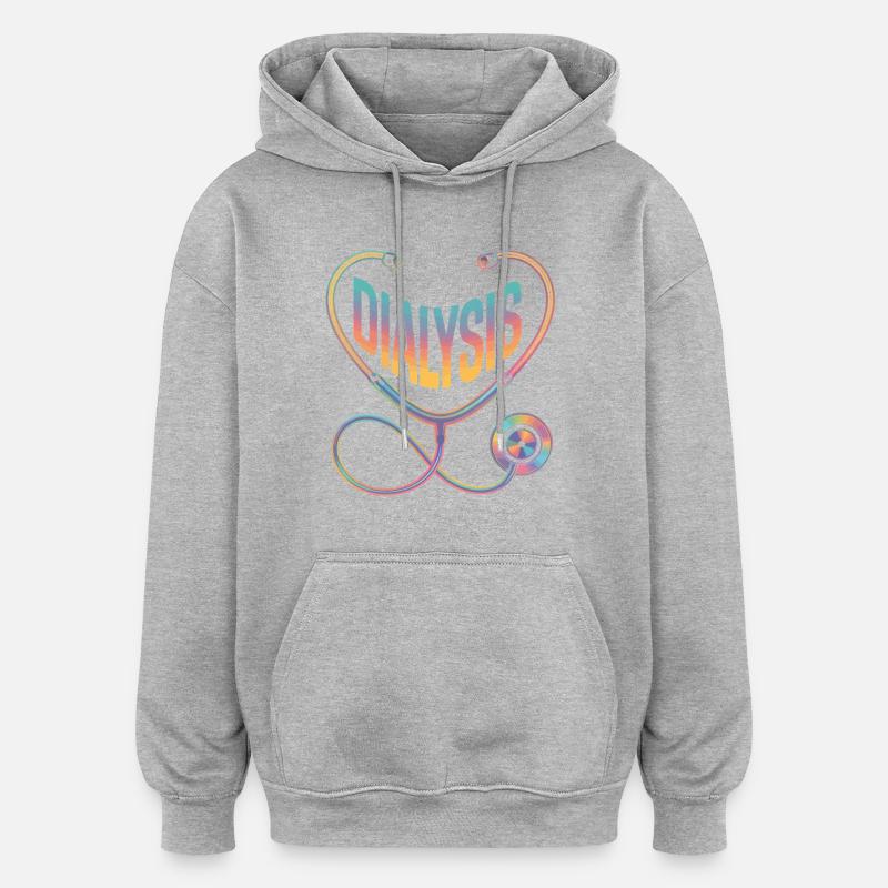 Stéthoscope de diagnostic arc-en-ciel - Sweat à capuche oversize unisexe - gris chiné