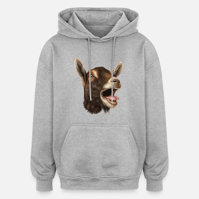 Chèvre Élevage Chèvre Agriculteur Chèvre Brune - Sweat à capuche oversize unisexe - gris chiné