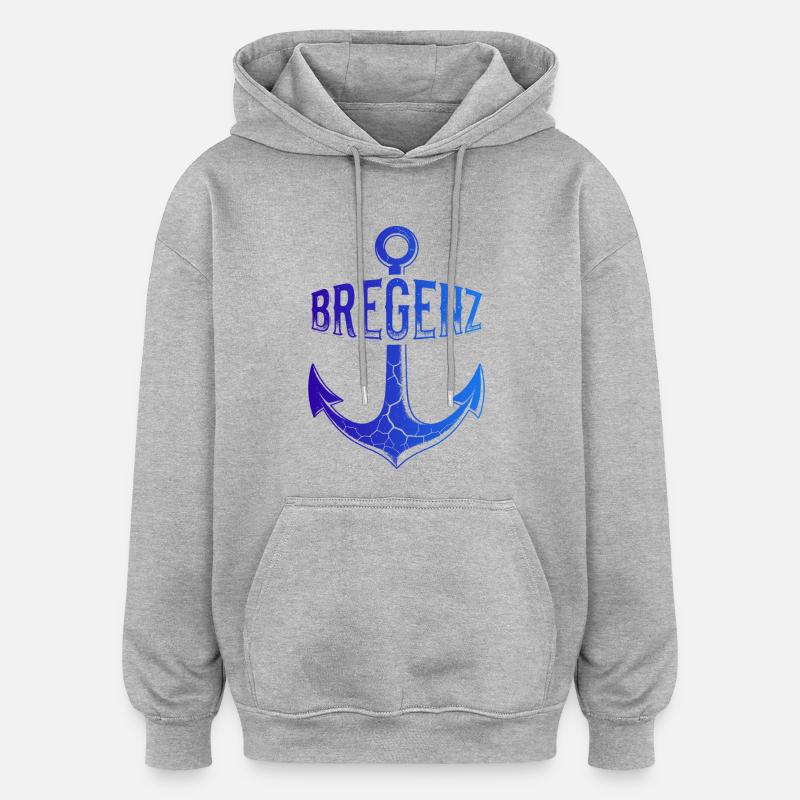 Ancre Bregenz, lac de Constance, Autriche - Sweat à capuche oversize unisexe - gris chiné