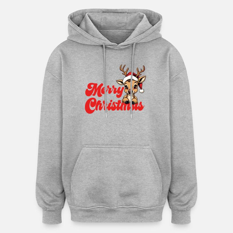 Noël de rennes Joyeux Noël - Sweat à capuche oversize unisexe - gris chiné