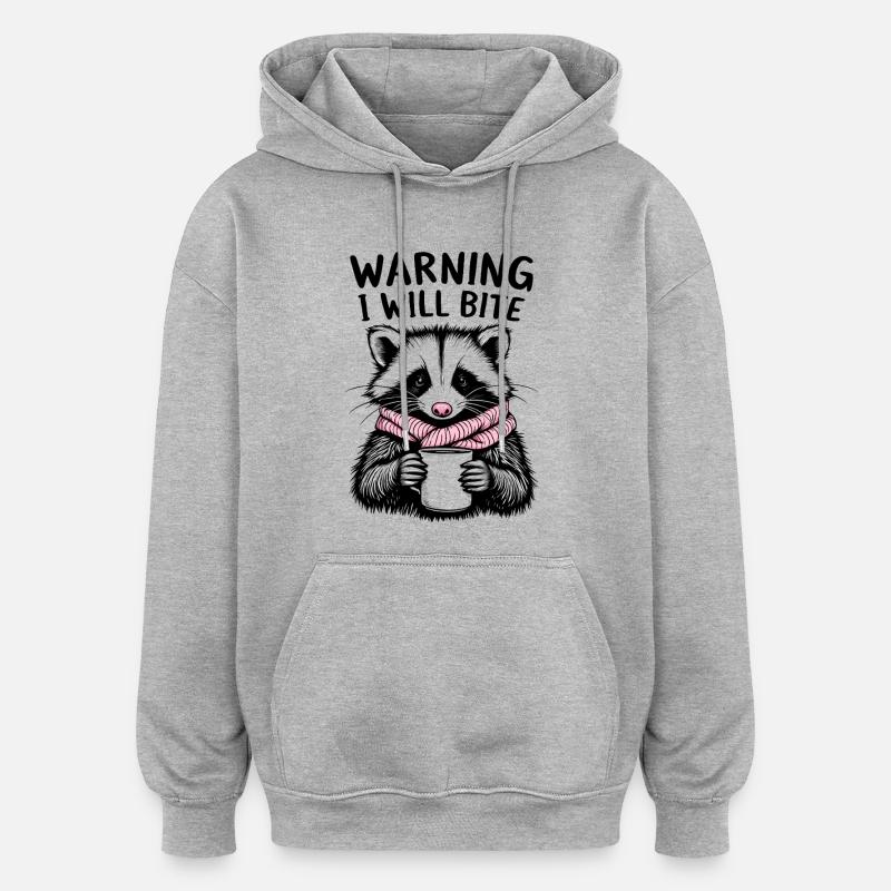 Raton laveur avec écharpe rose - Sweat à capuche oversize unisexe - gris chiné