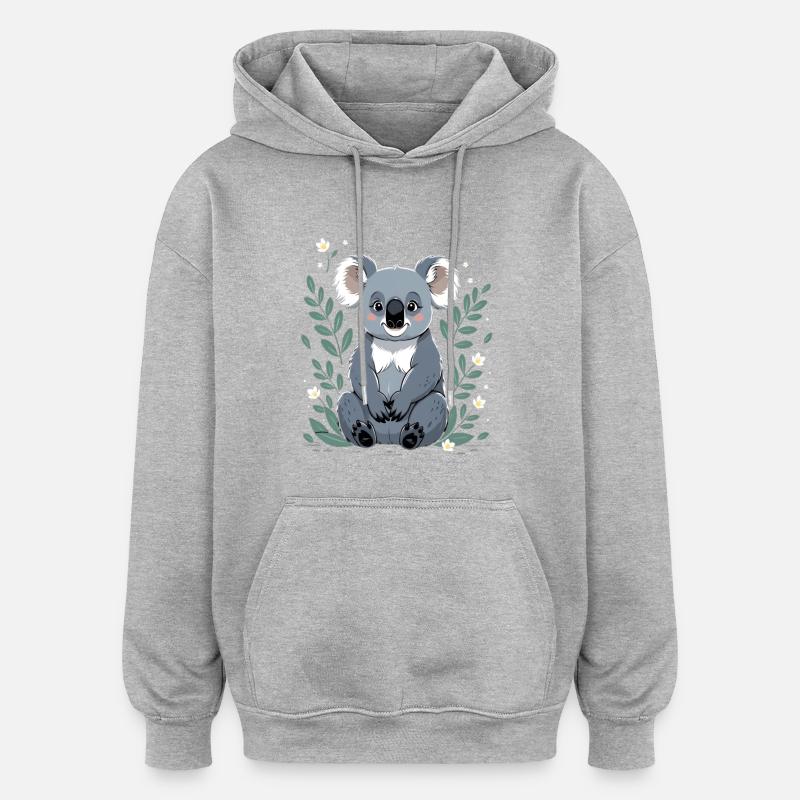 Small koala in a leaf frame - Oversized Unisex Hoodie - heather grey