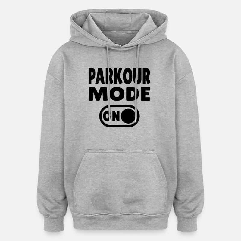 Mode Parkour activé - Sweat à capuche oversize unisexe - gris chiné