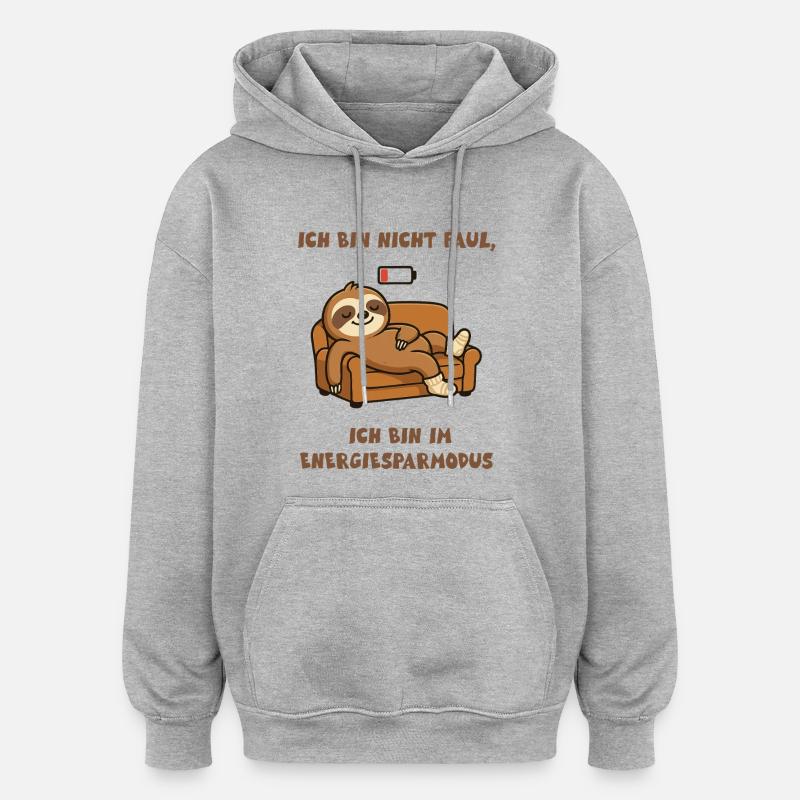 Conception du mode d’économie d’énergie paresseux - Sweat à capuche oversize unisexe - gris chiné