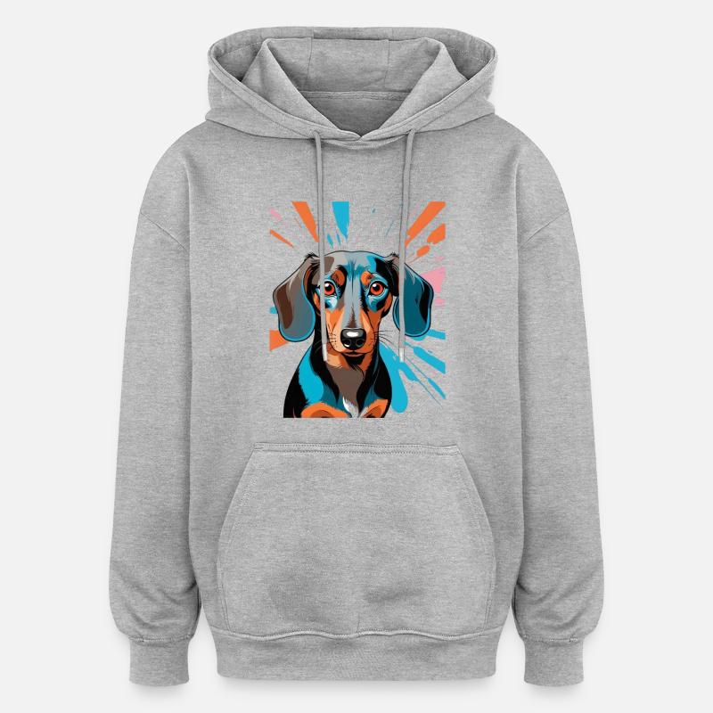 PopArt Teckel Couleur Douche - Sweat à capuche oversize unisexe - gris chiné