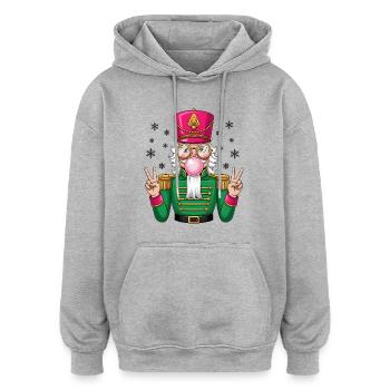 Chewing-gum Casse-Noisette - Sweat à capuche oversize unisexe - gris chiné - Devant - Noah (186cm)