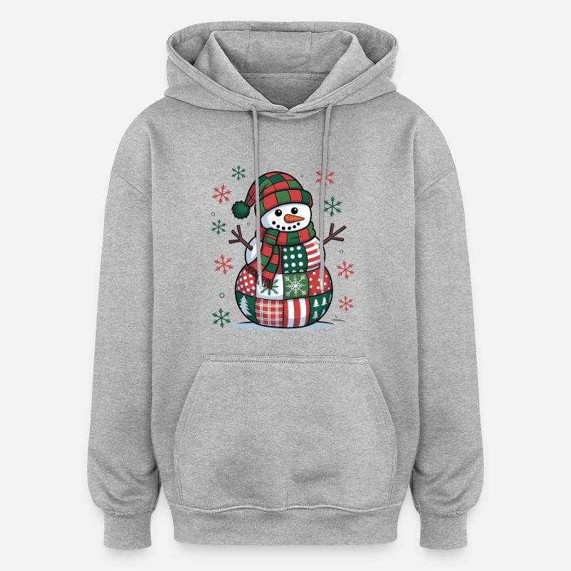 Snowman Patchwork - Oversized Unisex Hoodie - heather grey