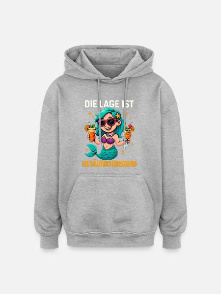 The location is drunken, mermaid - Oversized Unisex Hoodie - heather grey