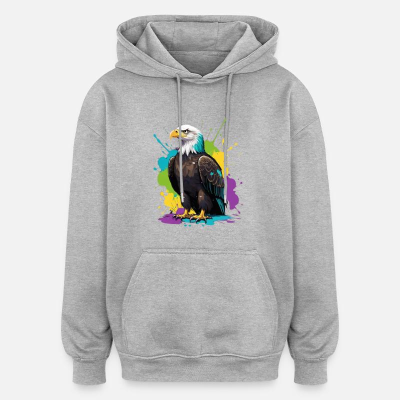 Bunter Adler Farbensplash - Oversized Unisex Hoodie - Grau meliert