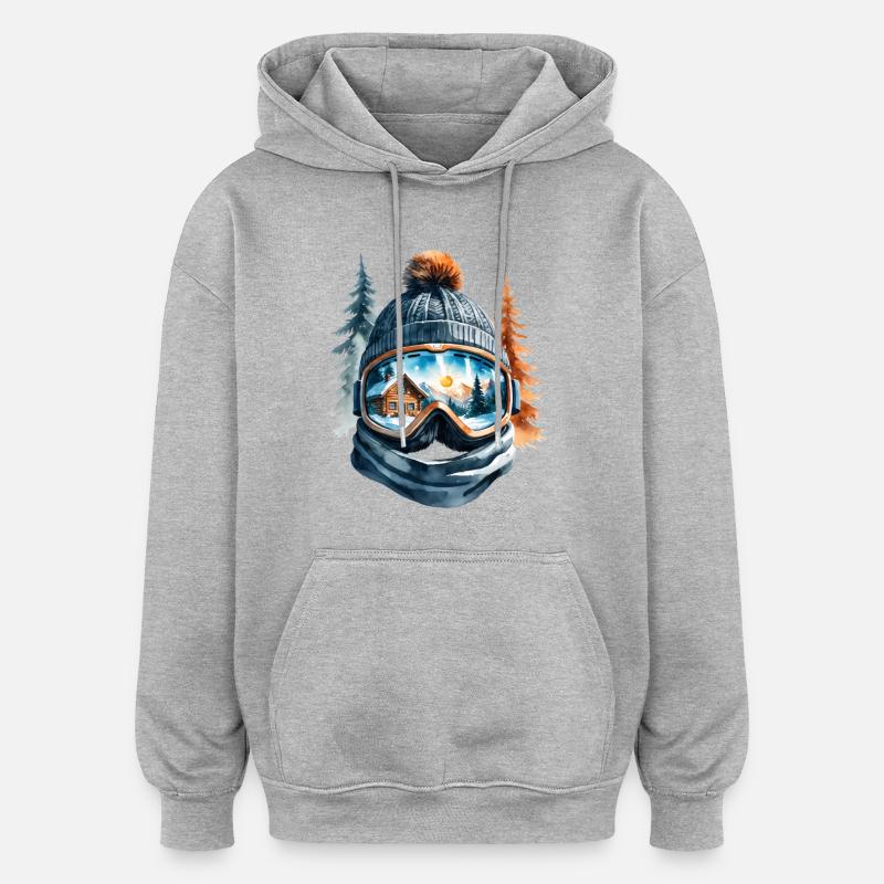 Winter Landscape Reflection Goggles - Oversized Unisex Hoodie - heather grey