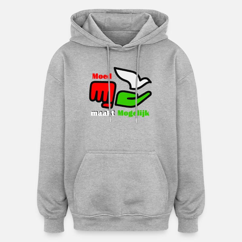 Le courage rend possible Logo - Sweat à capuche oversize unisexe - gris chiné