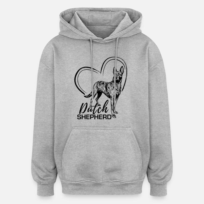 Dutchie - Chien de berger néerlandais - Sweat à capuche oversize unisexe - gris chiné