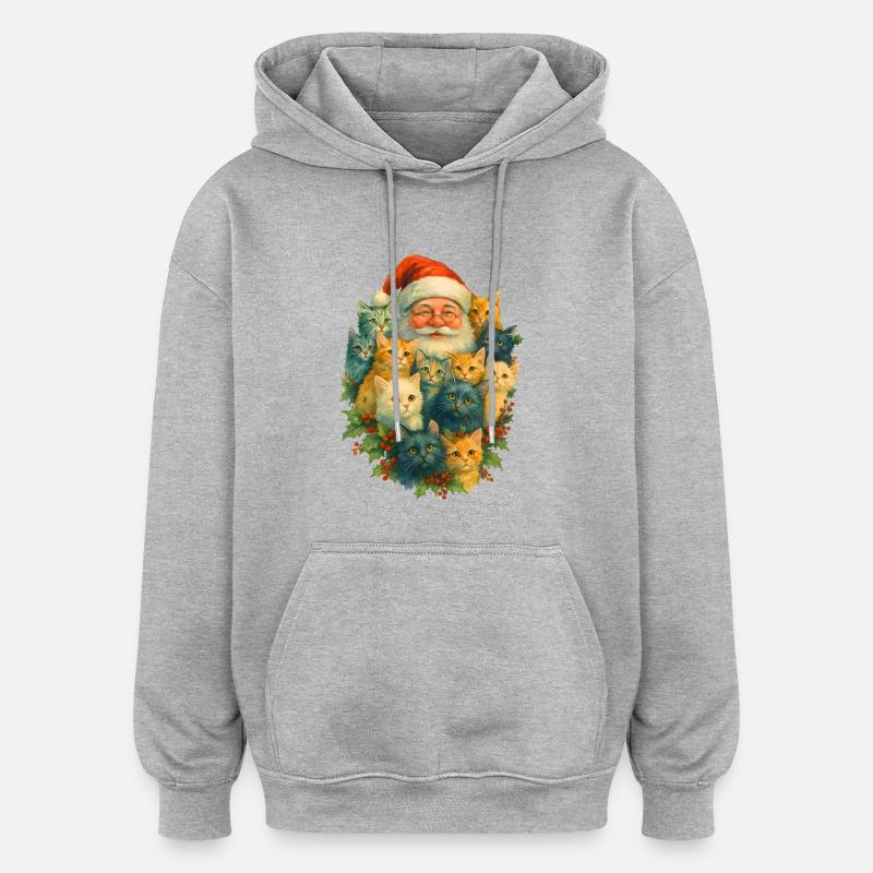 Diversité du chat Noël - Sweat à capuche oversize unisexe - gris chiné