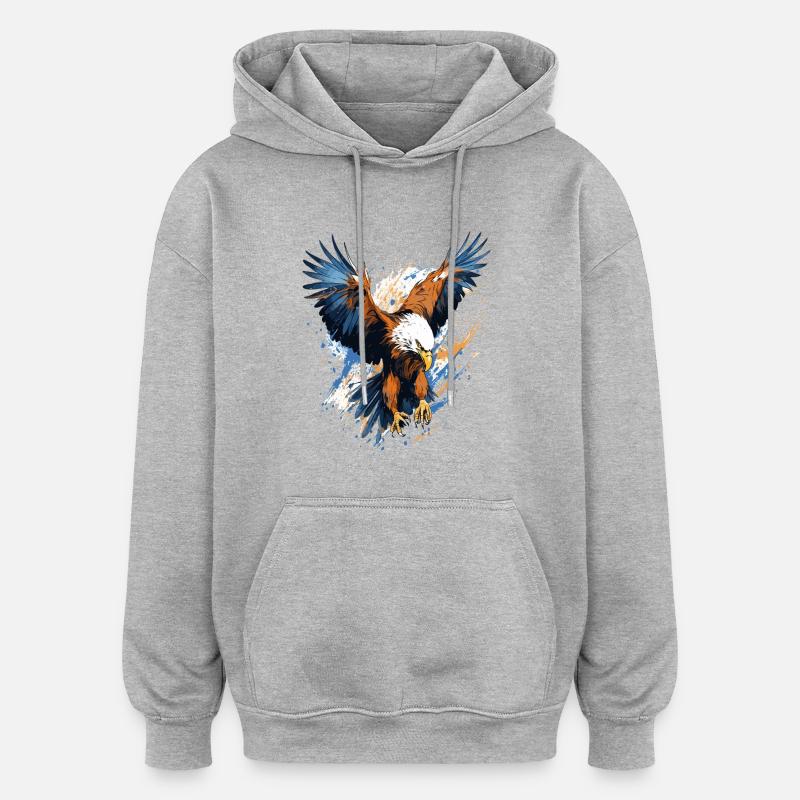 Stormy Eagle Splash Art - Oversized Unisex Hoodie - heather grey