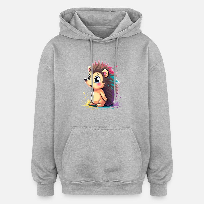 Hérisson à épines arc-en-ciel - Sweat à capuche oversize unisexe - gris chiné