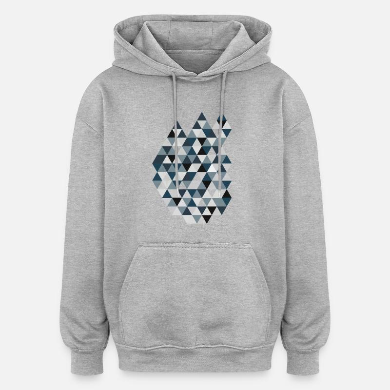 Blue Triangle Mosaic Geometry Triangles - Oversized Unisex Hoodie - heather grey