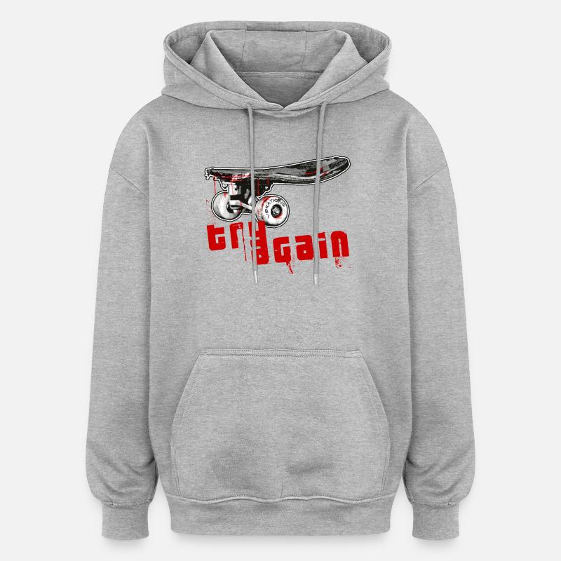 Skateboard - Sweat à capuche oversize unisexe - gris chiné